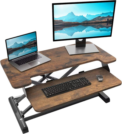 PUTORSEN Höhenverstellbarer Sitz-Steh-Arbeitsplatz Schreibtisch Computer Riser Workstation, Schreibt