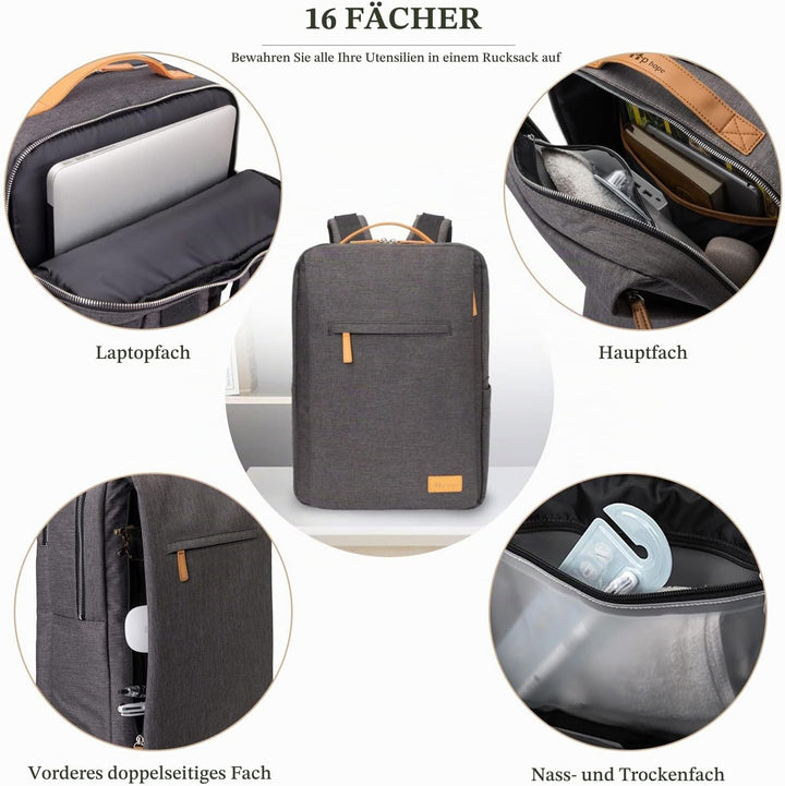 Hp hope Laptop Rucksack Business Rucksack Damen, Rucksäcke Herren 15,6 Zoll Laptop, 22L Handgepäck R