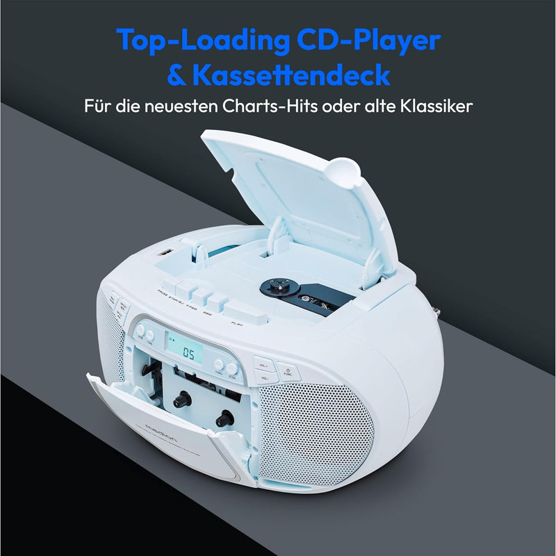 MEDION E66476 Stereo Sound System (Boombox, CD-Player, MP3, Kassette, tragbarer Kassettenspieler für