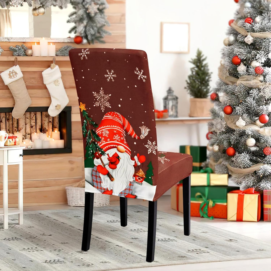 Yugarlibi Weihnachten Stretch Stuhlhussen 4er Set Stuhlbezug Schwingstuhl Universal Elastische Esszi