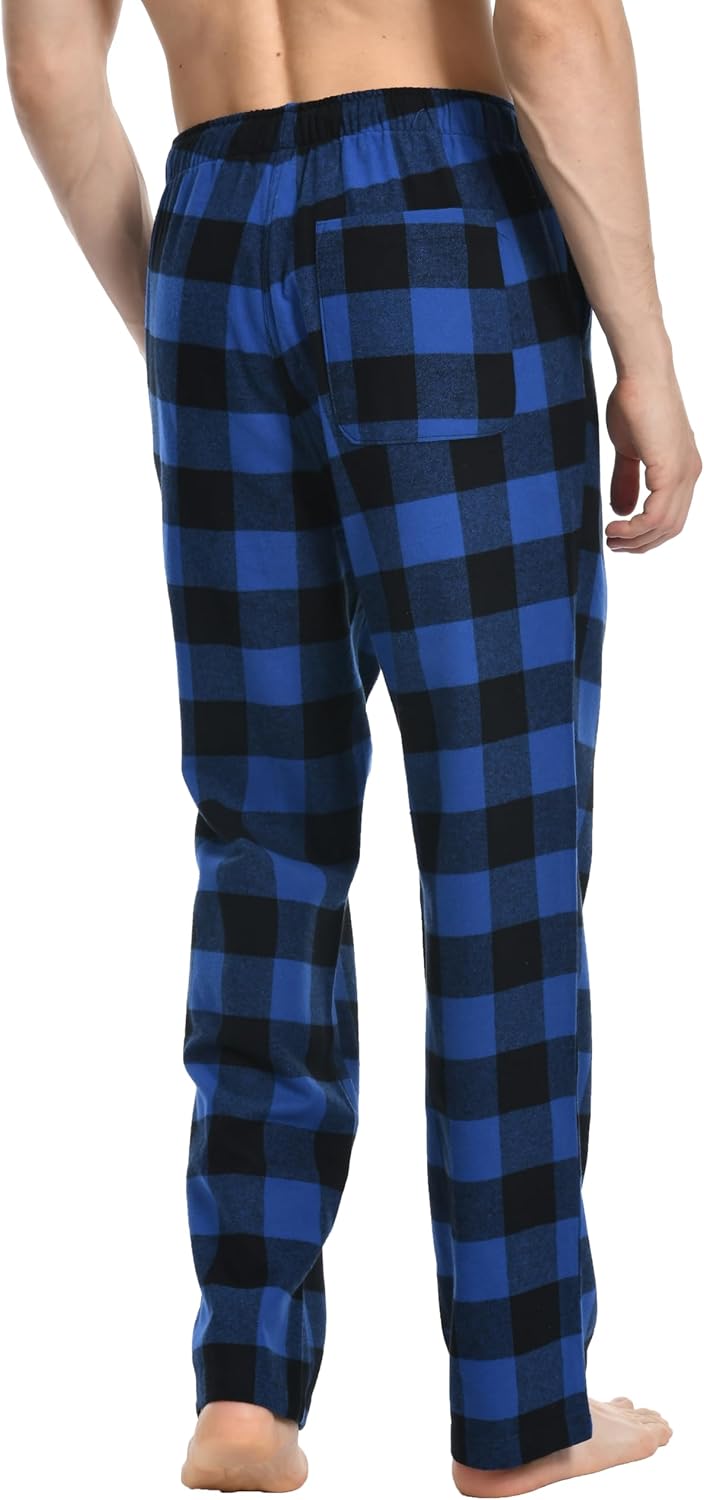 Nutria Herren Pyjamahose aus Flanell, 100% Baumwolle Kariert Weiche Schlafanzughose Warm Loungehose