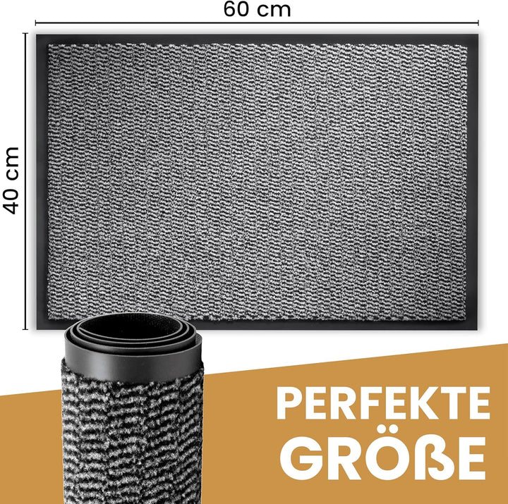 Saubere Schuhe Dank saugstarkem Stoff (robust) perfekte Grösse Grau in 40x60cm - Fussmatte innen, Fu