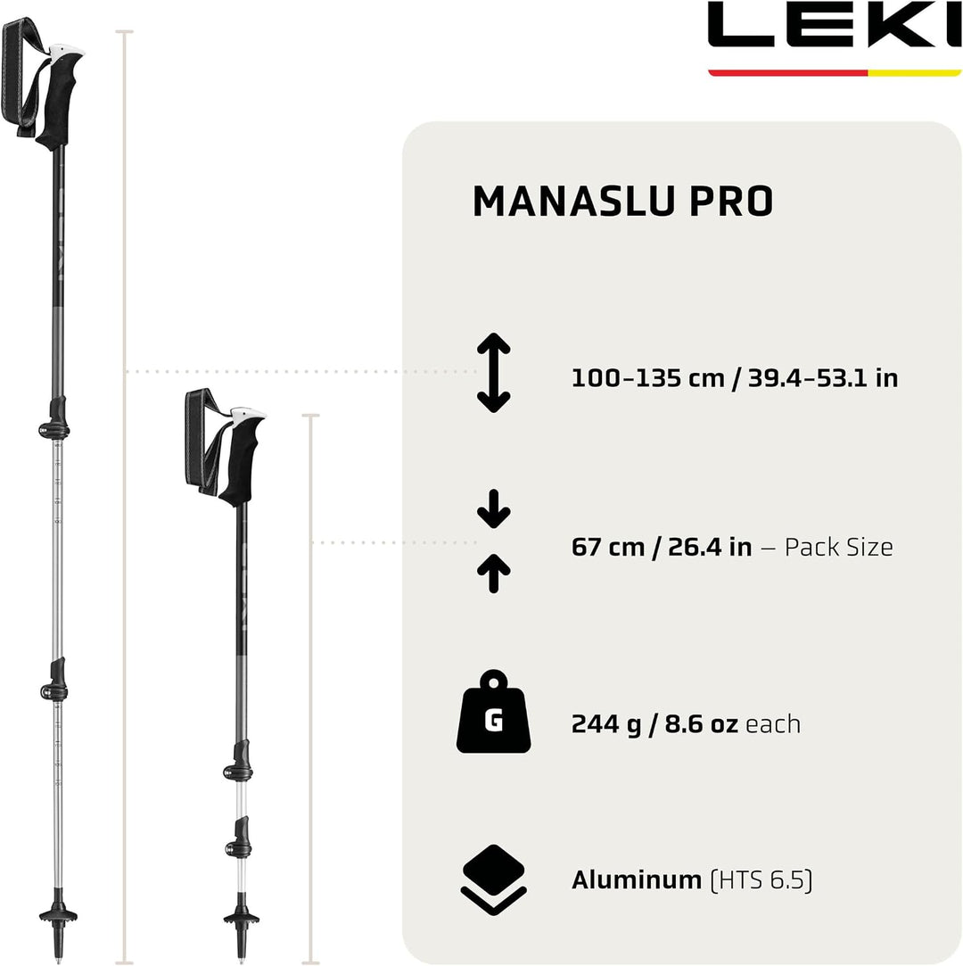 LEKI Wanderstöcke Manaslu Pro Damen &amp; Herren | Gummipuffer inklusive
