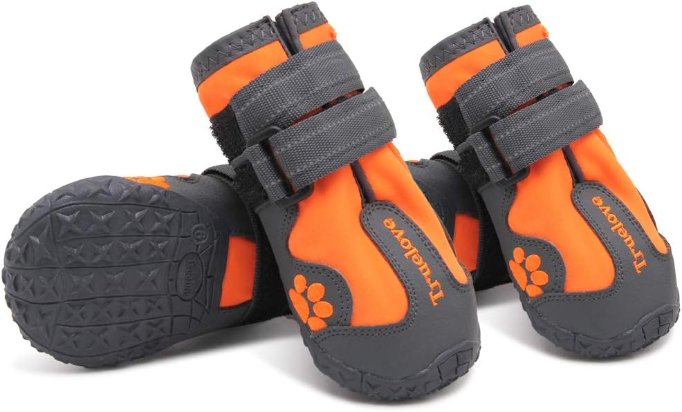 MOKCCI Truelove Pfotenschutz Hundestiefel,Wasserdicht Hundeschuhe mit Reflektierenden Riemen für Kle