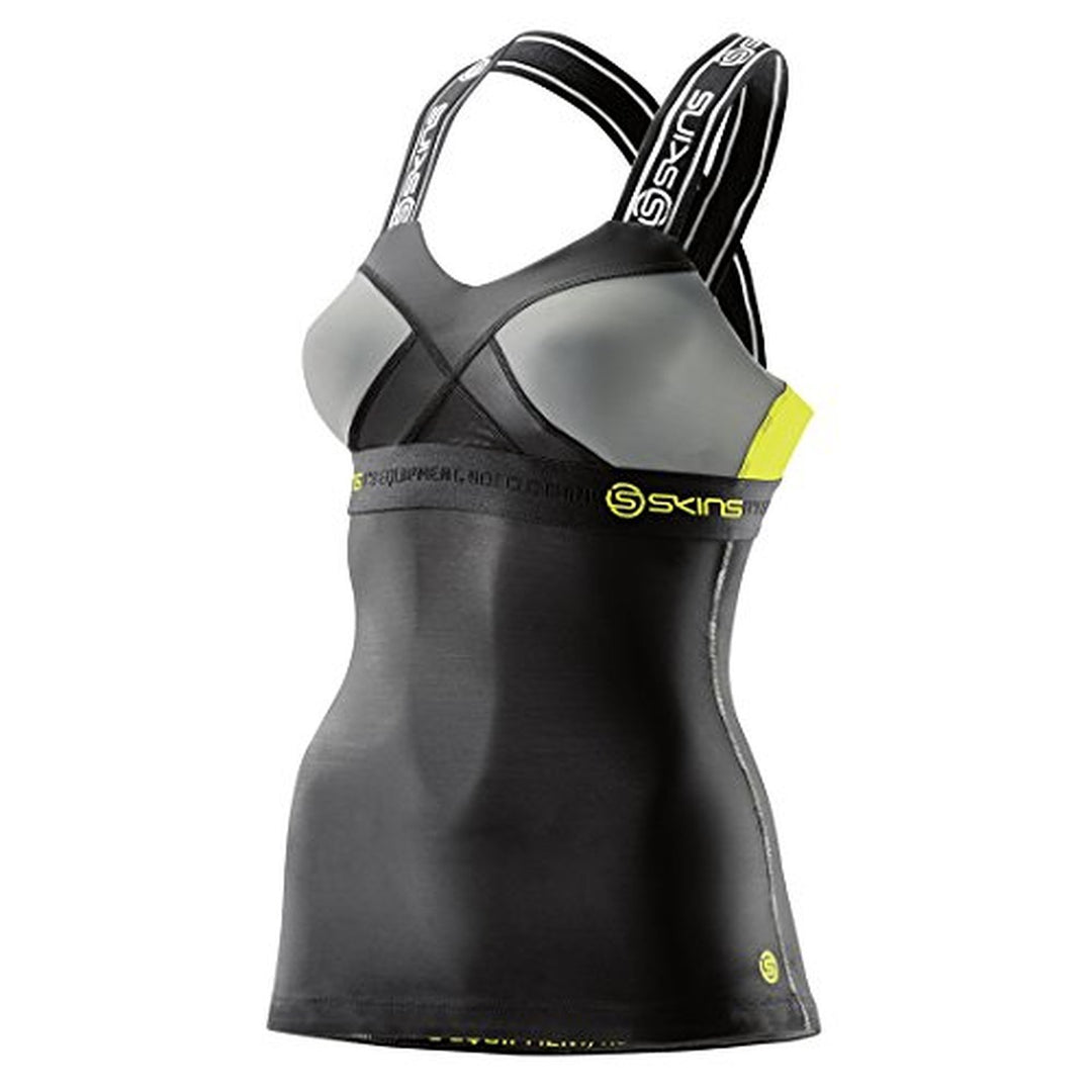 Skin's Skins Kompressionstop für Damen FR : XS (Taille Fabricant : FXS) Black/Limoncello, FR : XS (T