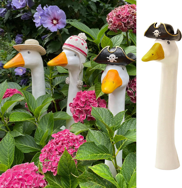 OF Gänsehals Gartenstecker Gans - Höhe 35 bis 38 cm gross - Deko Gartenfiguren für aussen (Pirat), 3
