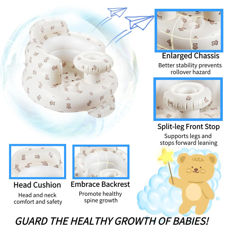Aufblasbarer Baby-Sitz für Babys ab 4-24 Monaten,Baby-Rückenstützsofa,Boden-Sitzunterstützung zum Si
