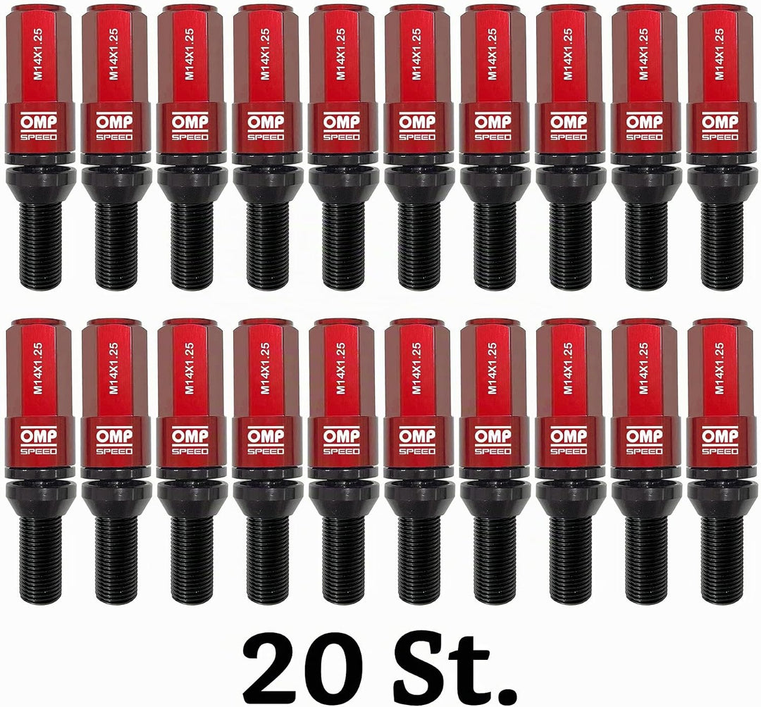 OMP SPEED - Set Performance-Schrauben mit Aluminiumschutz, M14X1.25, HEX: 17-19, L: 28 mm, Farbe: ro