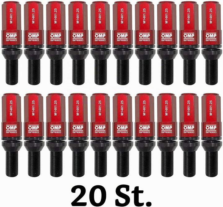 OMP SPEED - Set Performance-Schrauben mit Aluminiumschutz, M14X1.25, HEX: 17-19, L: 28 mm, Farbe: ro