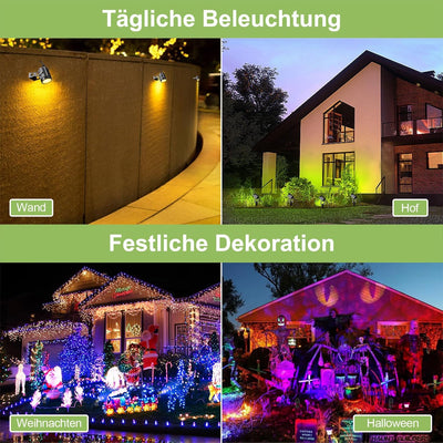 Greenclick RGB Gartenleuchte 21m 6er LED Gartenstrahler mit Strom Erdspiess 12V 3W 1800lm Farbig Gar