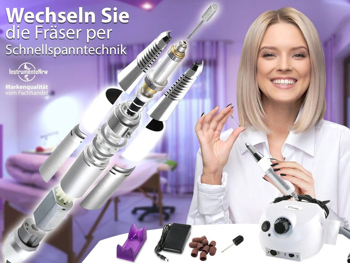 Profi Fusspflegegerät Fräser-Set Elektrischer Nagelfräser für die Hornhautentfernung mit Diamantschl