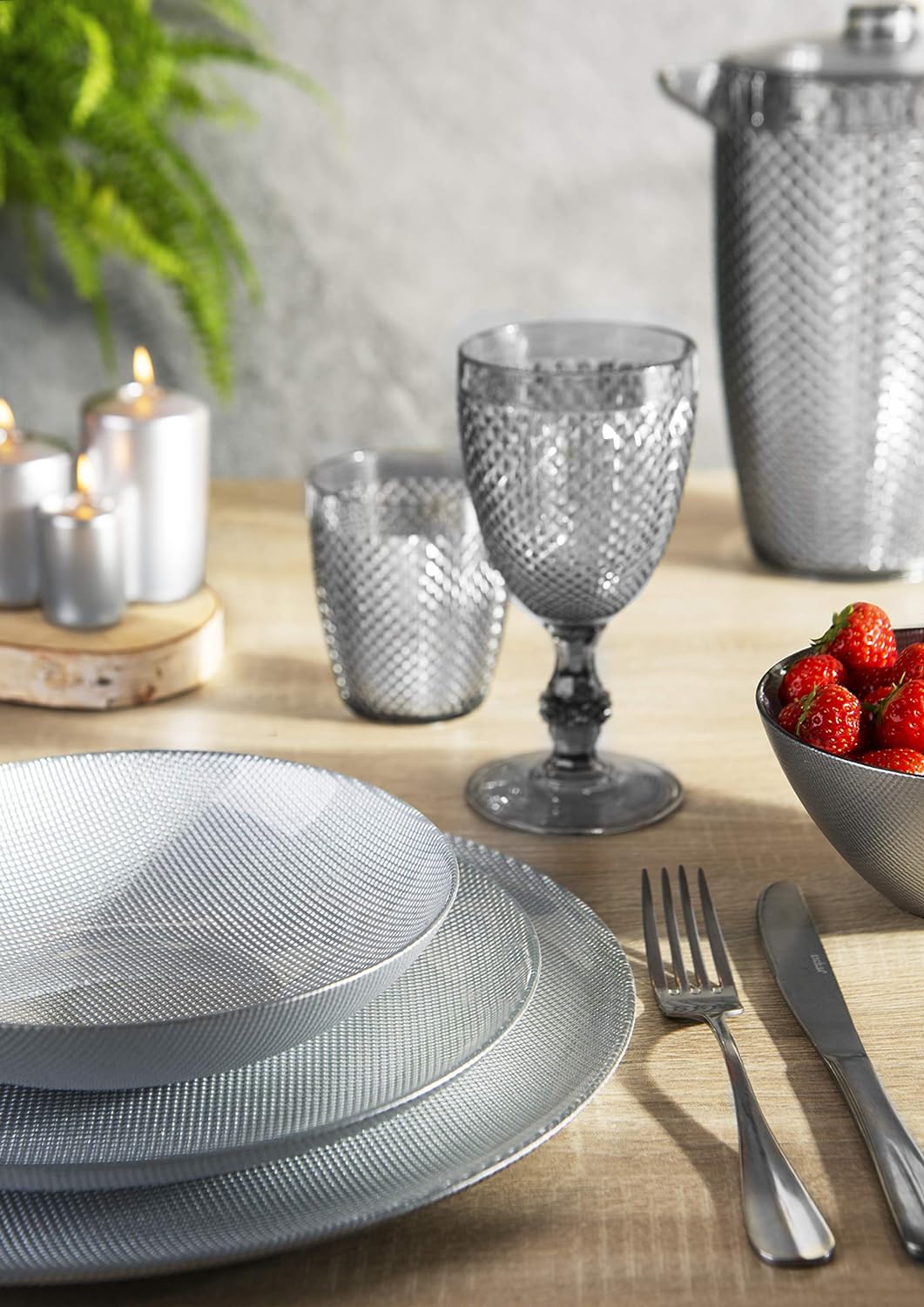 Brunch Time Glas 6er Set Linea Diamond 39 cl silber, Silber
