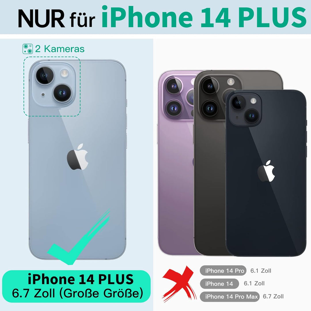 Beeasy für iPhone 14 Plus Wasserdicht Outdoor Hülle (6,7"), Stossfest Panzerhülle Militär 360 Grad S