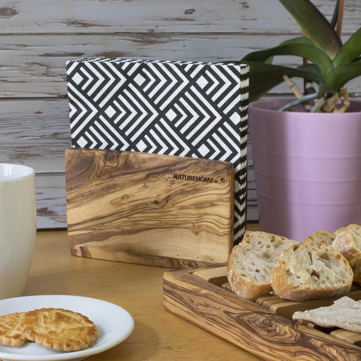 NATUREHOME Hochwertiger Serviettenhalter aus nachhaltigem Olivenholz Exklusiver, langlebiger und umw