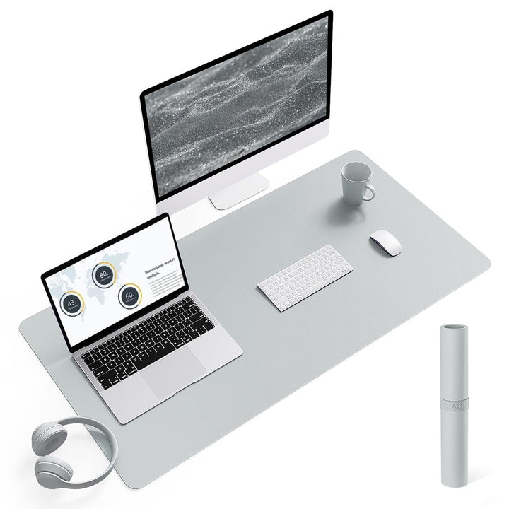 YSAGi Schreibtischunterlage, Mauspad mit Leder und Rutchfeste Wildleder, Multifunktionales Office Mo