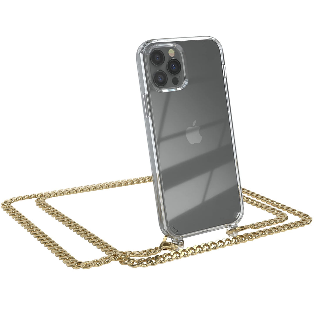 EAZY CASE Handykette kompatibel mit iPhone 12/12 Pro Handyhülle mit Metall Umhängeband und Ersatz Ko