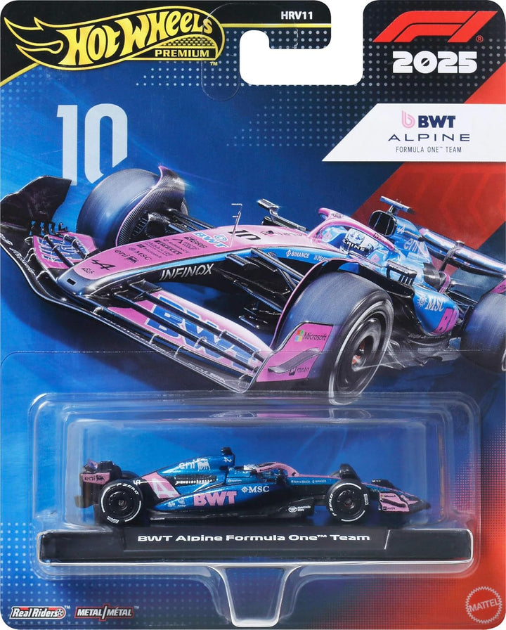Hot Wheels Formel 1 BWT Alpine – Pierre Gasly #10 Premium Die-Cast-Spielzeugauto im Massstab 1:64 Sa