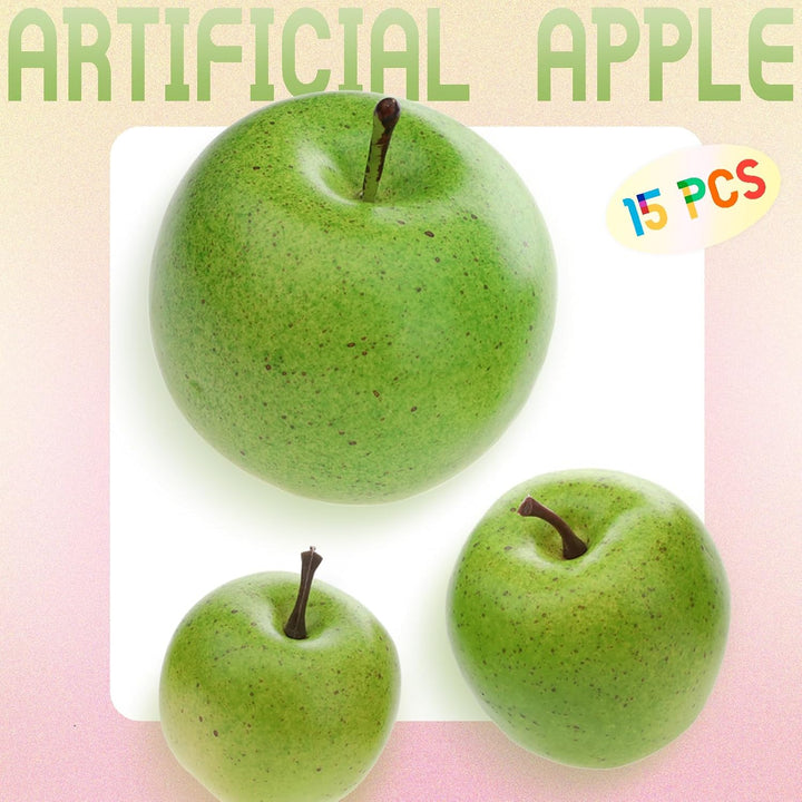 Gresorth 15 Stück Künstliche Grün Apfel Dekoration Gefälschte Obst Modell Realistisch Simulation Gem