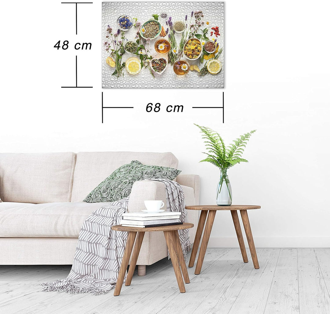 Ulmer Puzzleschmiede - Puzzle Kräuter und Tee - klassisches 1000 Teile Puzzle - Tee-Zutaten mit mark