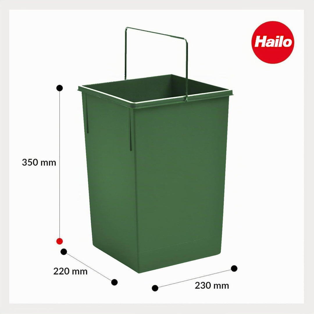Hailo Inneneimer 15 Liter grün | Ersatzeimer mit Henkel verchromt | passend Abfallsammler | 230 x 22