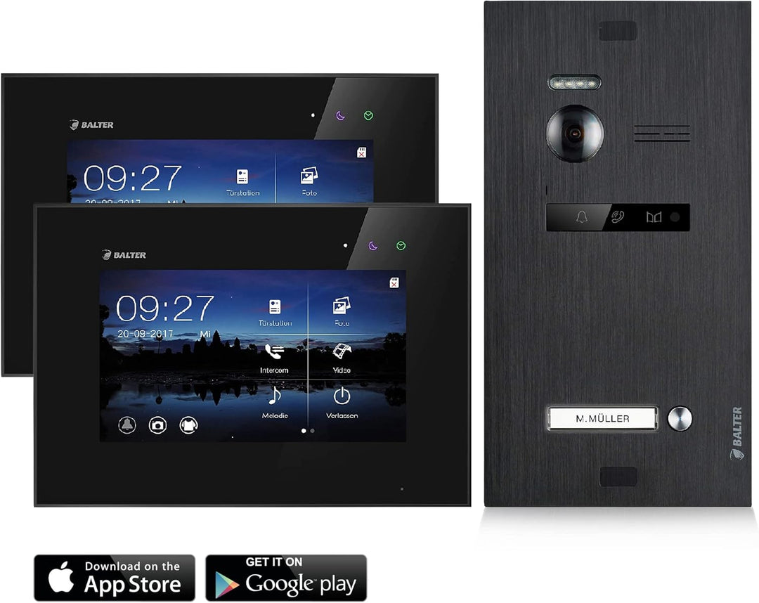 Balter EVO Video Türsprechanlage ✓ Touchscreen 7 Zoll Monitor Schwarz ✓ 2-Draht Bus ✓ Schwarze Türst