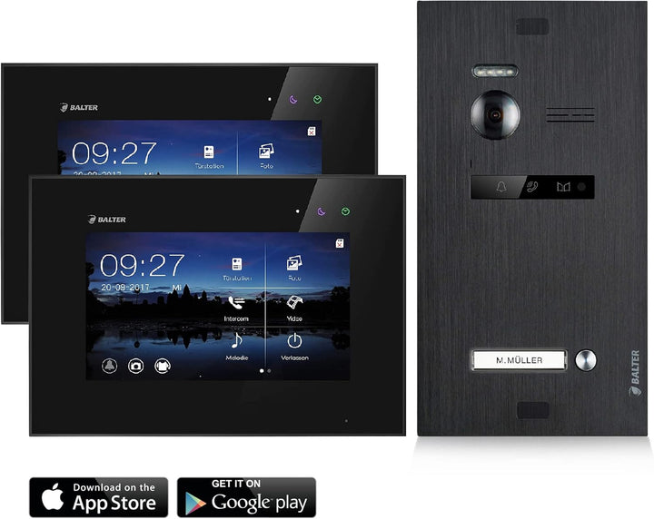 Balter EVO Video Türsprechanlage ✓ Touchscreen 7 Zoll Monitor Schwarz ✓ 2-Draht Bus ✓ Schwarze Türst