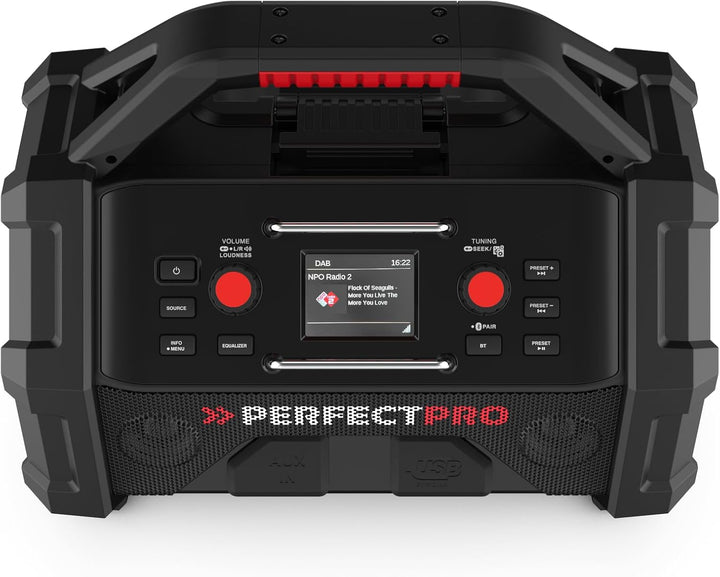 PerfectPro Baustellenradio ROCKTAGON 18V, DAB+ und UKW-Empfang, AUX-Eingang, USB Laden, Bluetooth 5.