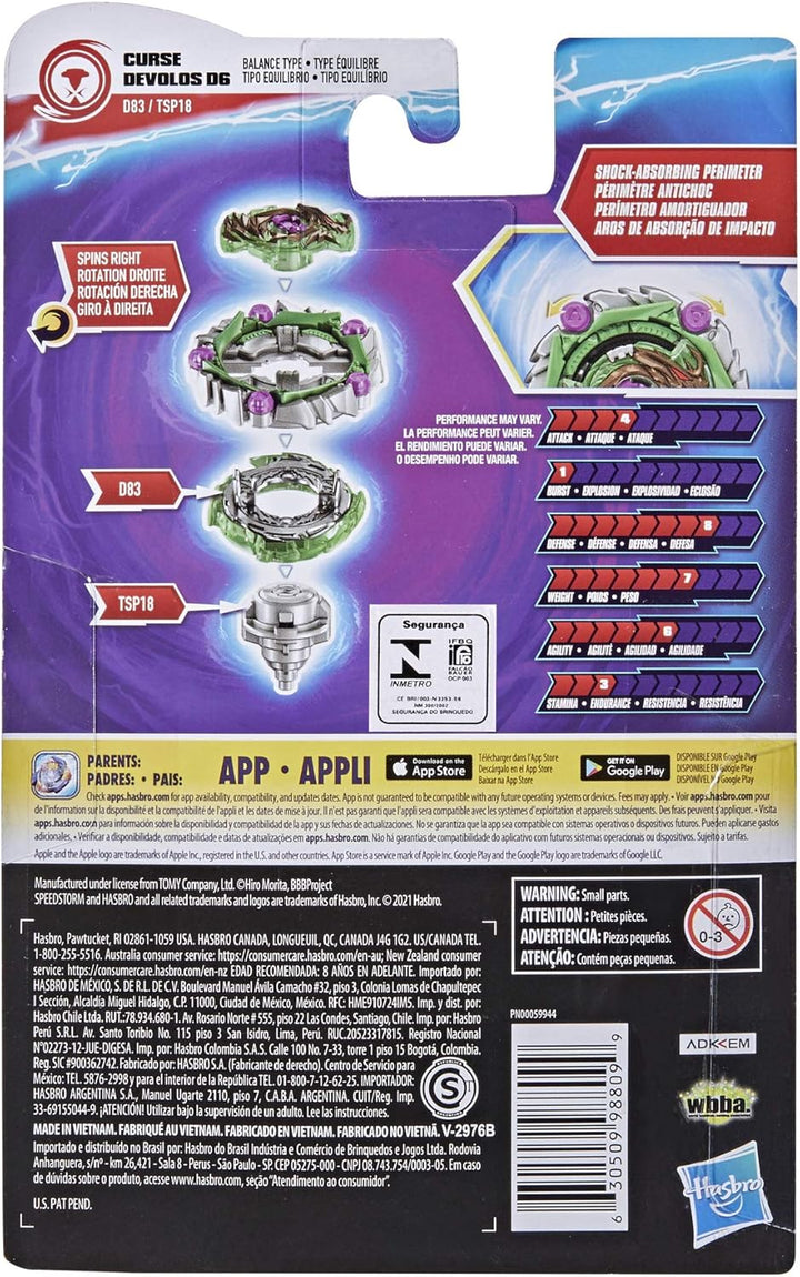 Hasbro Beyblade Burst Surge Speedstorm Curse Devolos D6 Kreisel Starter Pack - Balance-Typ Kampfspie