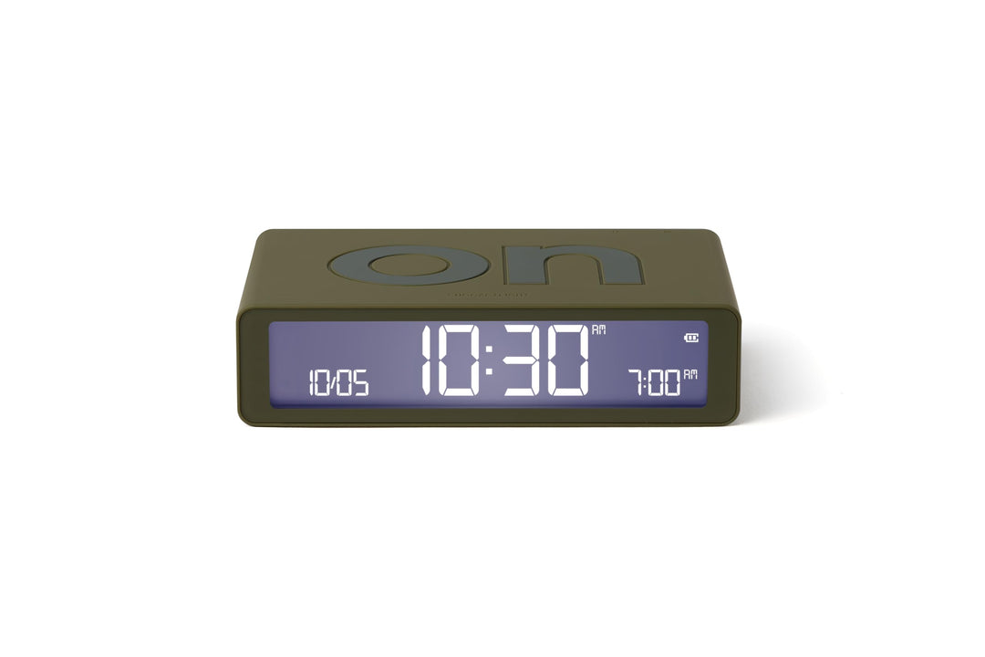 Lexon Flip Classic Digitaler Wecker mit umkehrbaren EIN/Aus-Seiten, wiederaufladbare Nachttischuhr m