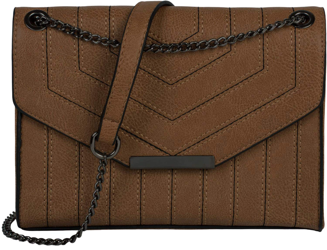 styleBREAKER Damen Crossbody Umhängetasche Ziernähte PU | 22x15x8,5 cm, variable Gliederkette (77 od