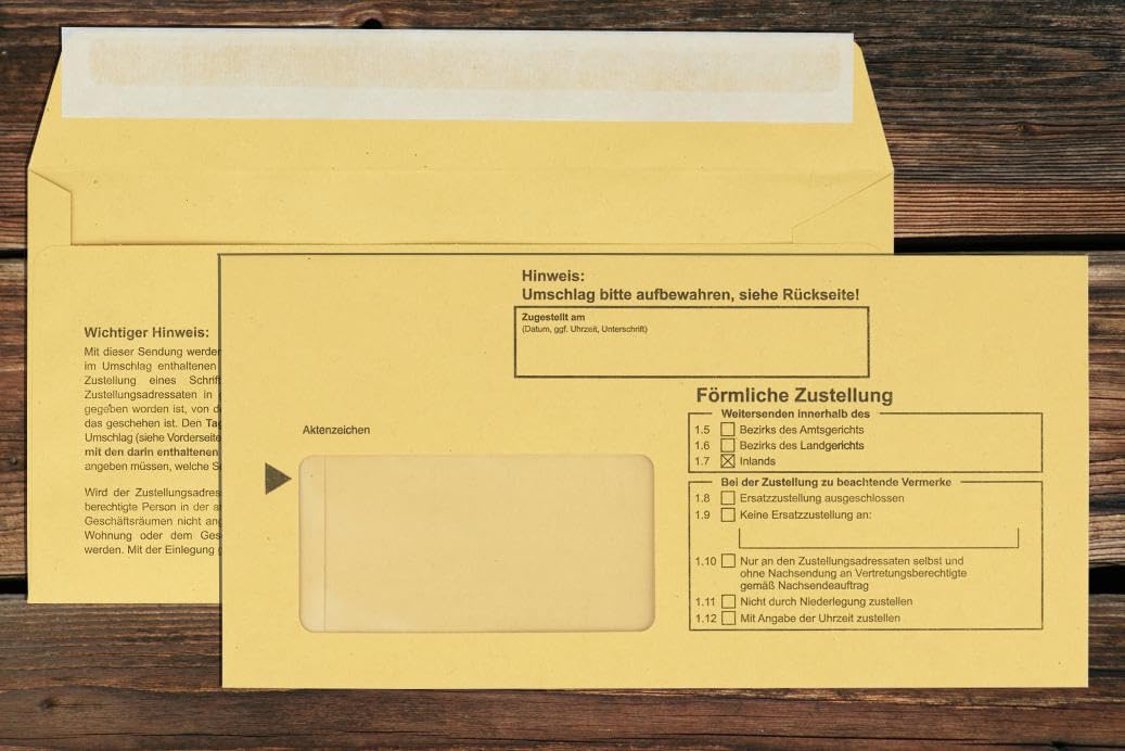 Innere Postzustellungs-hülle mit Einsteckschlitz für förmliche Zustellungen/DL mit Haftstreifen/Recy
