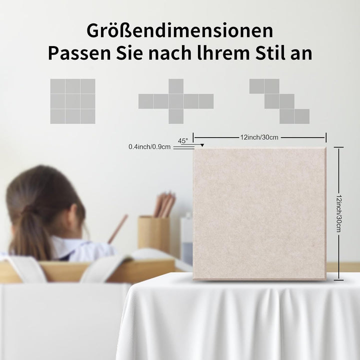 36 Stück Quadratische Akustikplatten selbstklebend,Abdeckung 3.24㎡, Schallschutz & Schalldämmung für