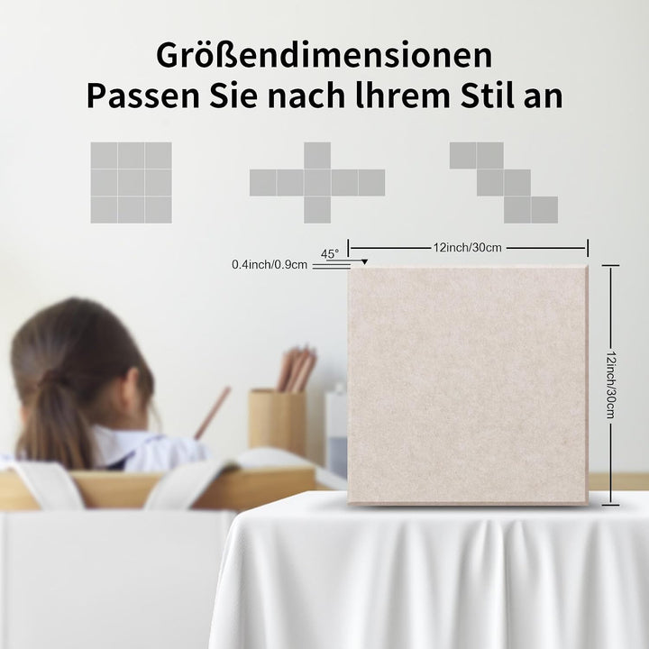 18 Stück Akustikplatten Selbstklebend Beige, Abdeckung 1.62㎡ | Schallschutz &amp; Schalldämmung für Wänd