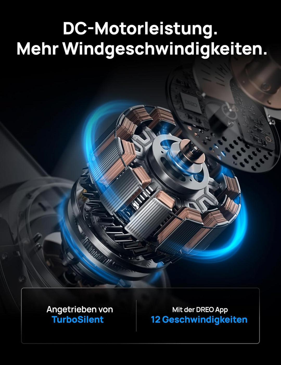 DREO Deckenventilator mit Licht bietet zwölf Geschwindigkeiten, drei Modi und einen leisen Gleichstr