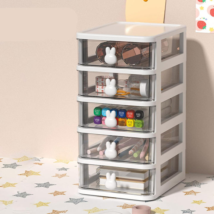 Fdit Kunststoff-Schubladenaufbewahrung, Mehrstufige Schreibtisch-Aufbewahrungsbox, Hasengriff, Kunst