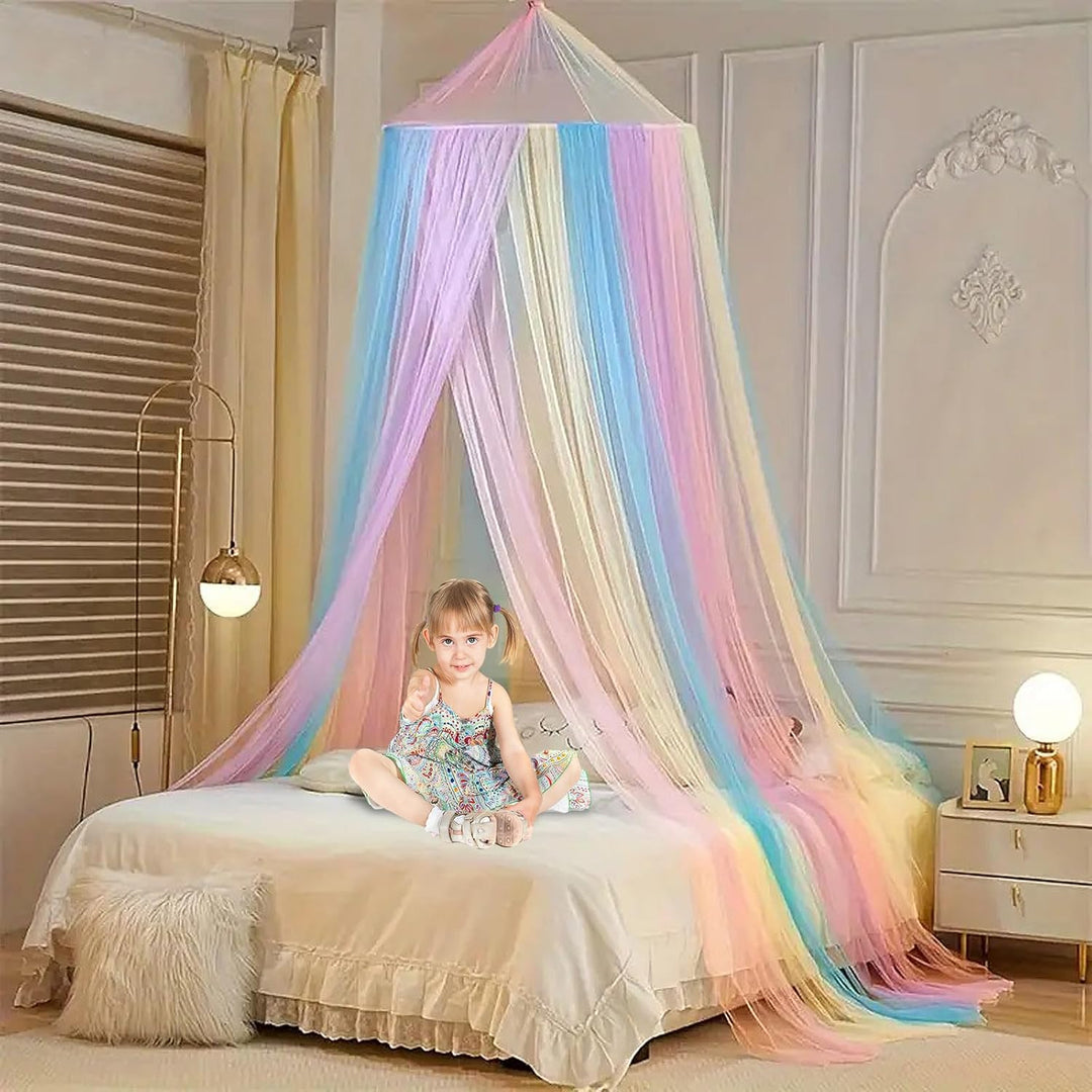 Moskitonetz Bett, Himmelbett Vorhänge, Betthimmel Mädchen, Regenbogen Baldachin für Doppel- und Einz