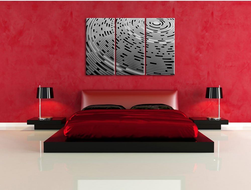 Pixxprint Monocrome, Abstrakte Schallplatte, Love Music 3-Teiler Leinwandbild 120x80 Bild auf Leinwa