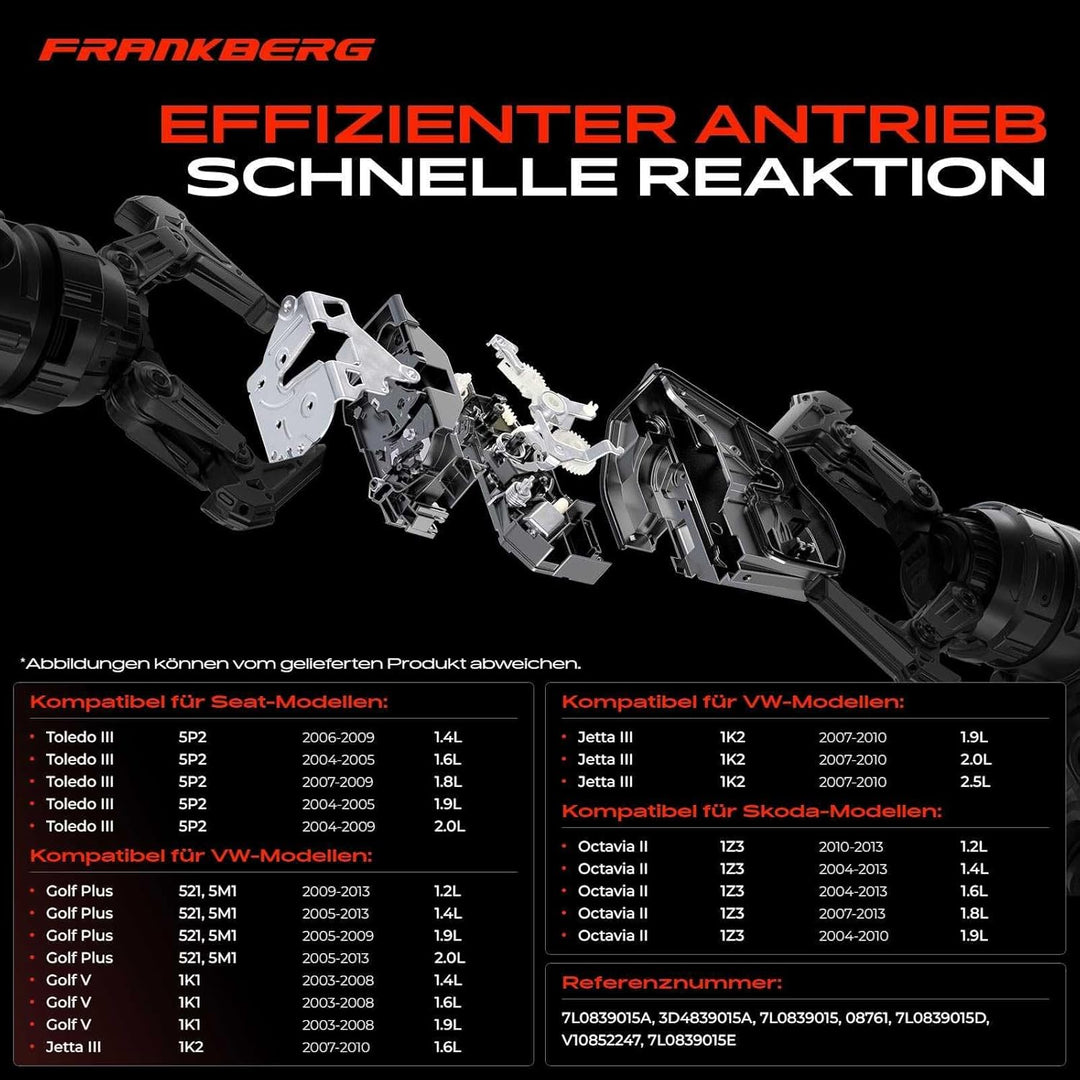 Frankberg Türschloss Stellmotor Hinten Links 7-Polig Kompatibel mit Golf Plus 521 5M1 2004-2013 Golf