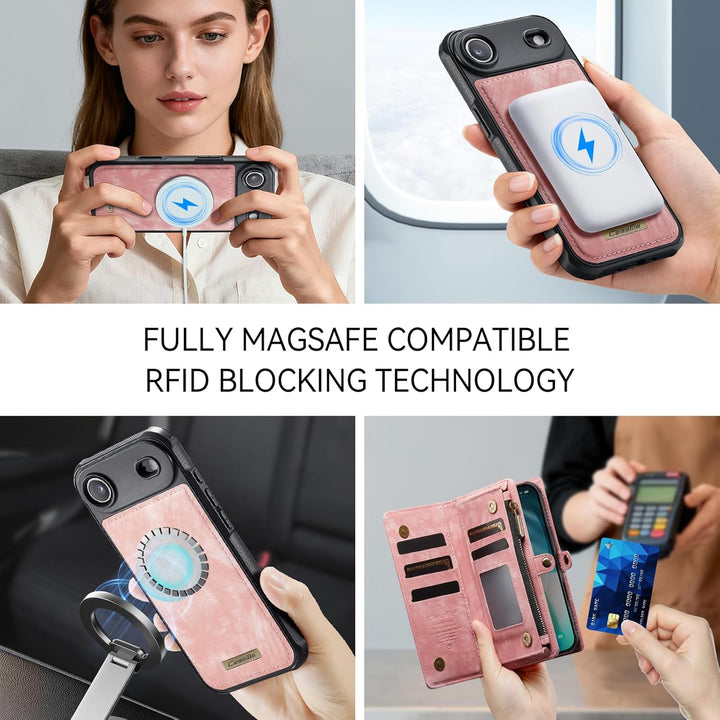 für iPhone Air Hülle, Flip PU Leder TPU Stossfest Kartenfach Tasche Handyhülle für iPhone Air, Magne