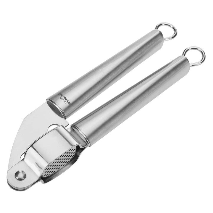 Westmark Knoblauchpresse mit herausnehmbarem Gittereinsatz, Länge: 20 cm, Rostfreier Edelstahl, Glor