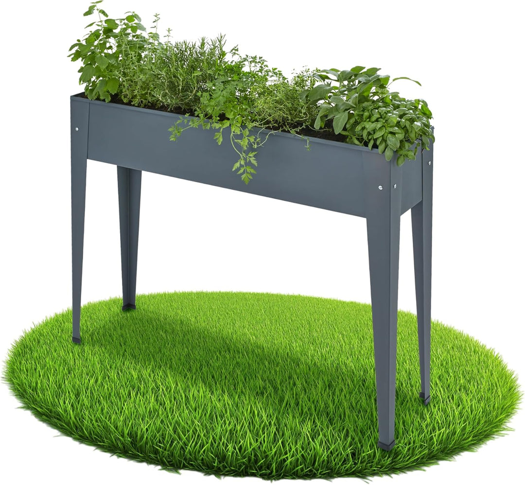 tectake 800782 Hochbeet Metall, stabil, wetterfest und pflegeleicht, 98,5x26x82,5cm, praktische Abla