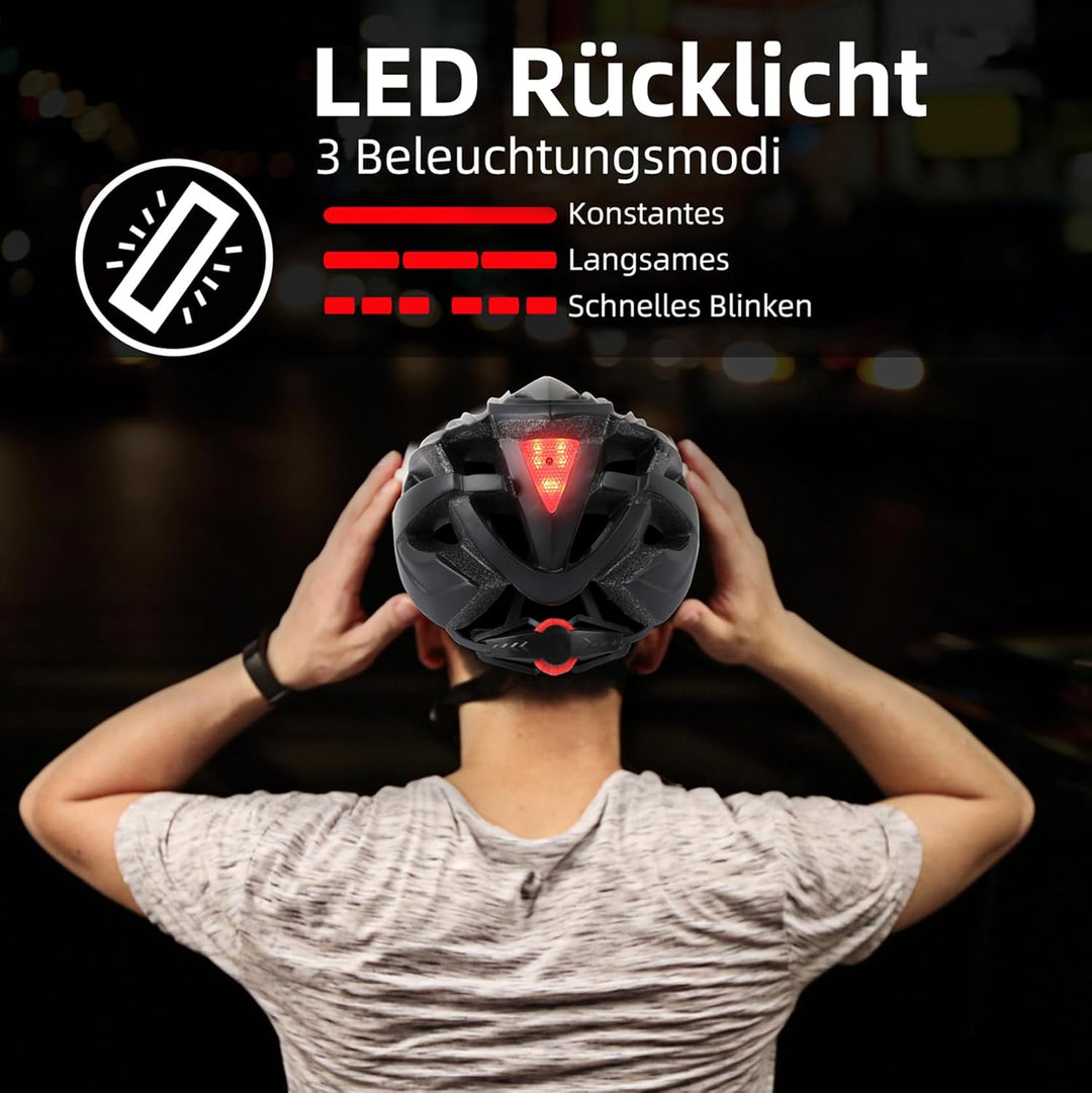 Shinmax Fahrradhelm mit LED-Beleuchtung, Fahrradhelm mit Sicherheitsbeleuchtung, magnetischer Fahrra