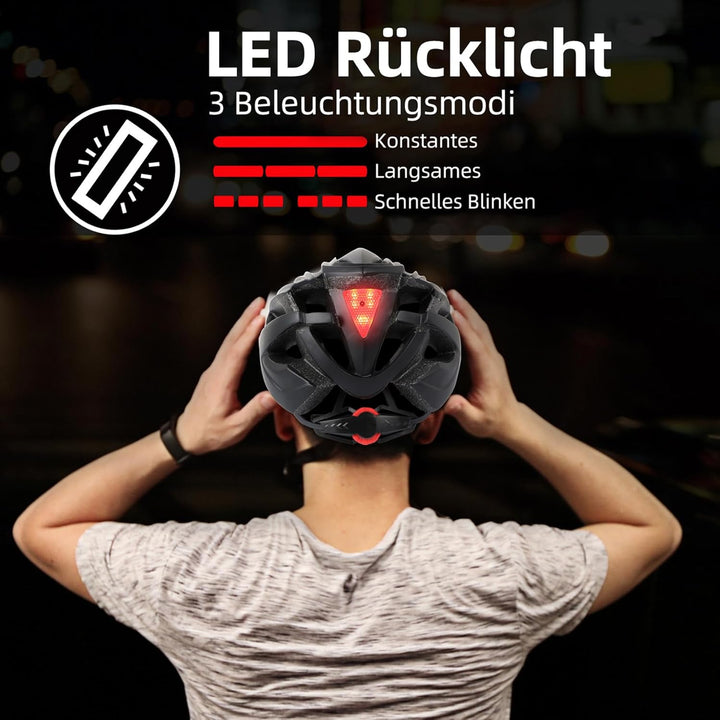 Shinmax Fahrradhelm mit LED-Beleuchtung, Fahrradhelm mit Sicherheitsbeleuchtung, magnetischer Fahrra