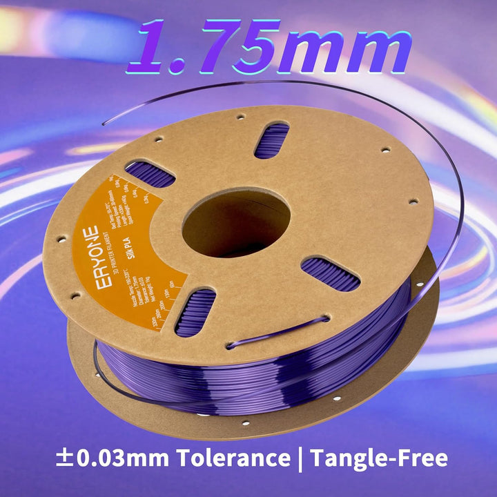 ERYONE Seiden PLA Filament 1.75mm, PLA Seiden Filament für 3D Drucker, 1.75mm +/- 0,03 mm, 1kg /Spul