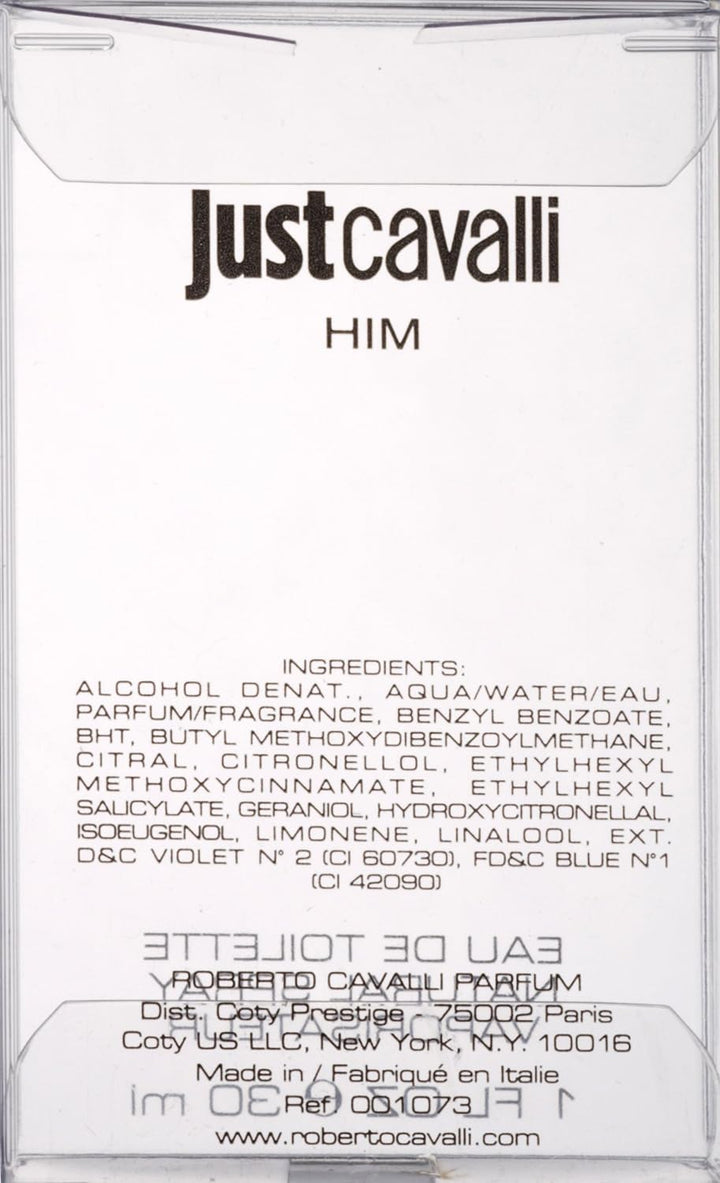 Roberto Cavalli Just Cavalli him 30 ml EDT Spray, 1er Pack (1 x 30 ml) Rosmarin, Ingwer, Bergamotte,