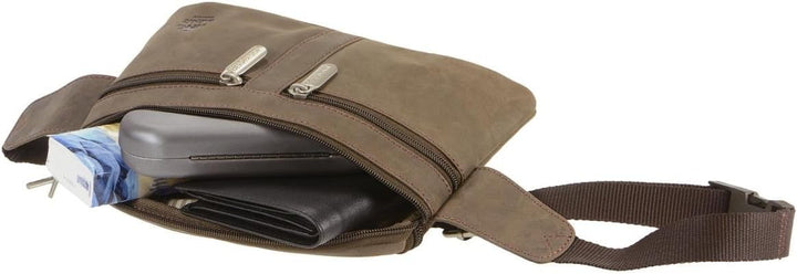 Bear Design Bauchtasche Dark Nature Herren Damen braun Leder Hüfttasche flach