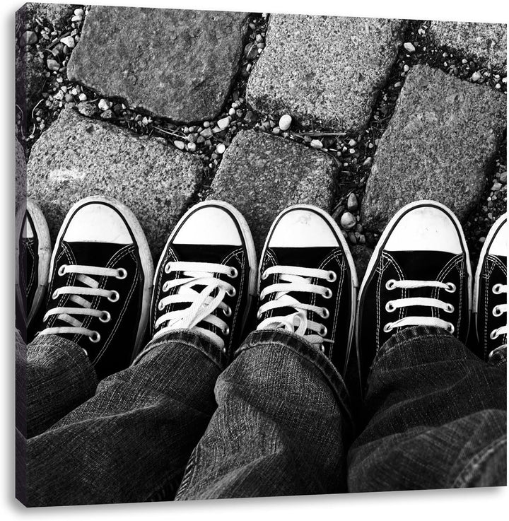 Pixxprint Lässige Schuhe als Leinwandbild Quadratisch/Grösse: 70x70 / Wandbild/Kunstdruck/fertig bes