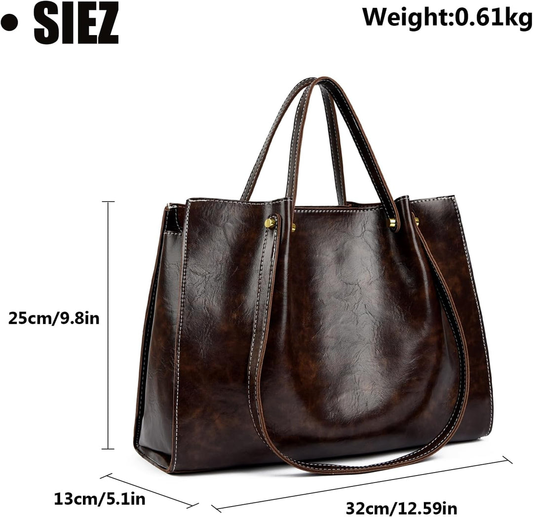 Handtasche Damen Gross Elegant Umhängetasche PU Leder Schultertasche Einfache Tote Bag Mittelgross S