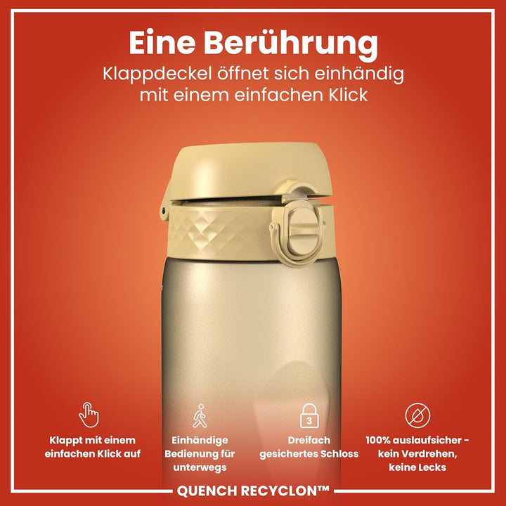 ION8 1 Liter Trinkflasche, 1000ml, Auslaufsicher, Einhandöffnung, Sichere Verriegelung, Spülmaschine