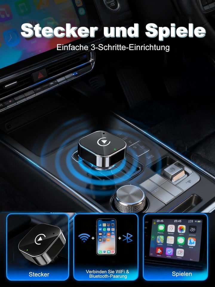 Carplay Wireless Adapter,2025 Upgrade kompakter Carplay Android Auto Dongle für iOS 10+ & Android 11